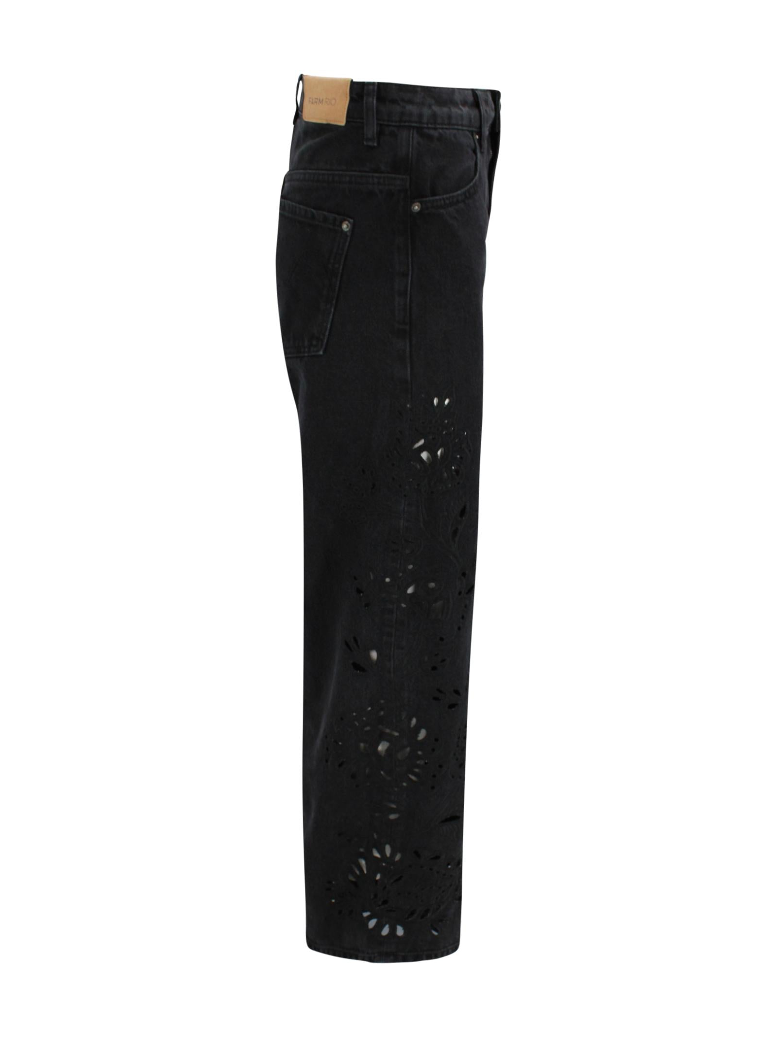 Denim a vita alta con ricamo Farm Rio 344820 L0034 