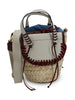 Borsa a secchiello con base intrecciata