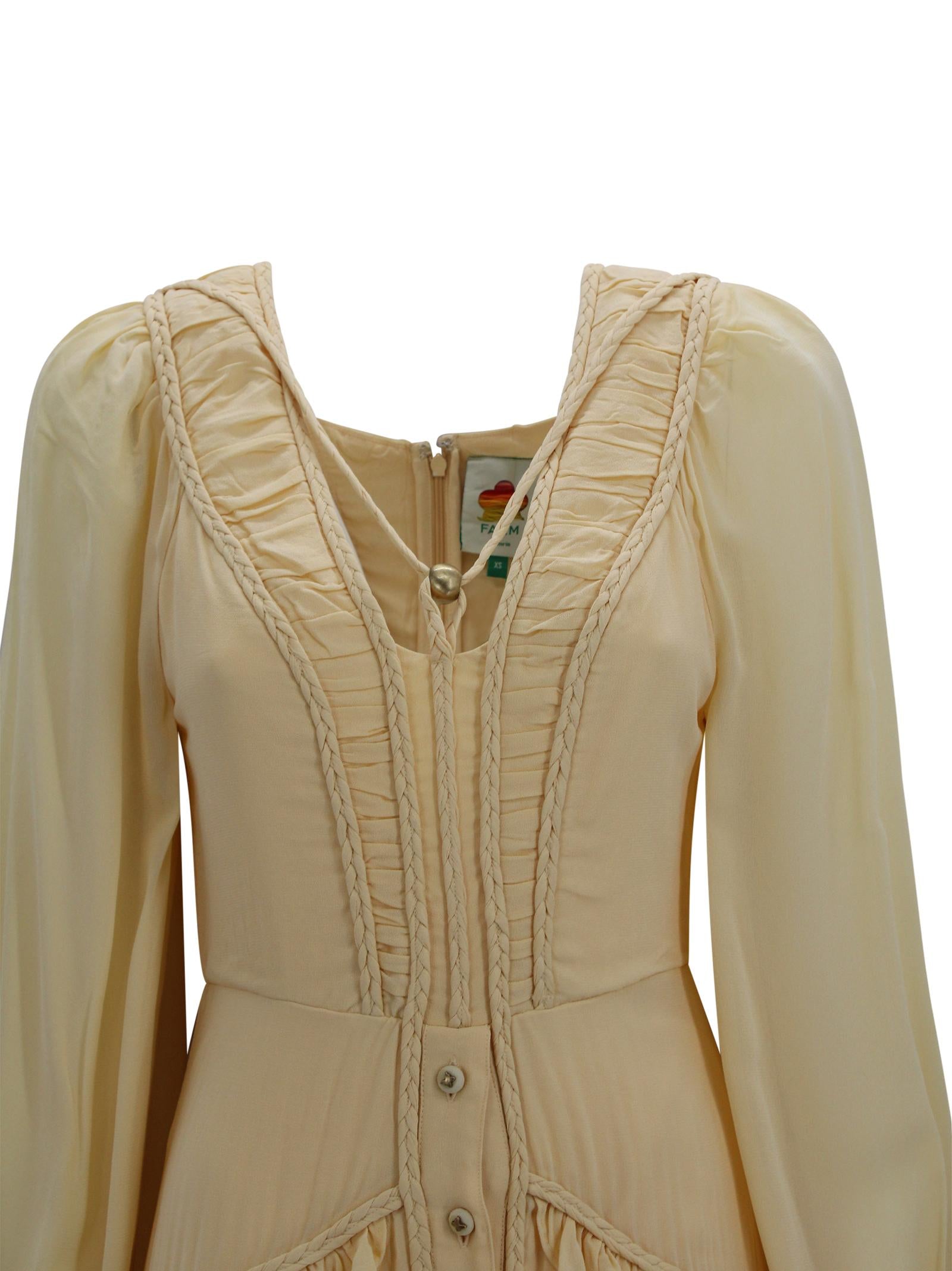 Abito maxi con ruches Butter Yellow Farm Rio 349155 L0032 