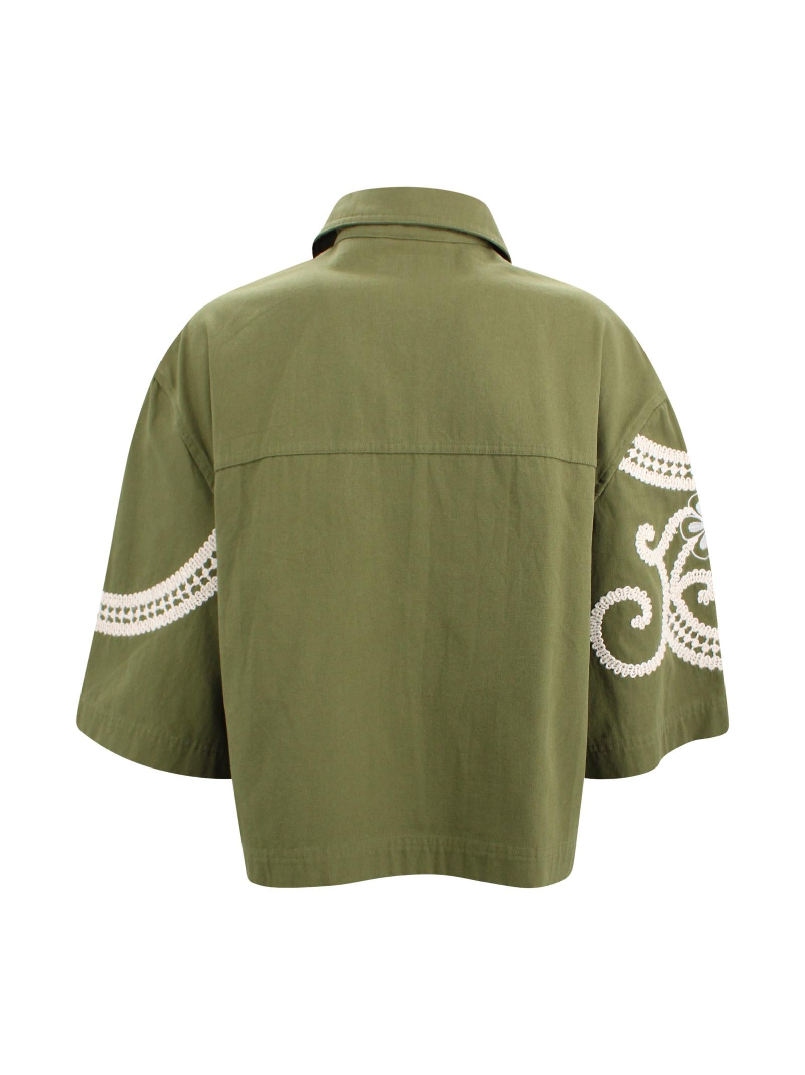 Giacca camicia in cotone con ricami Max Mara Weekend 2615041012600 001 