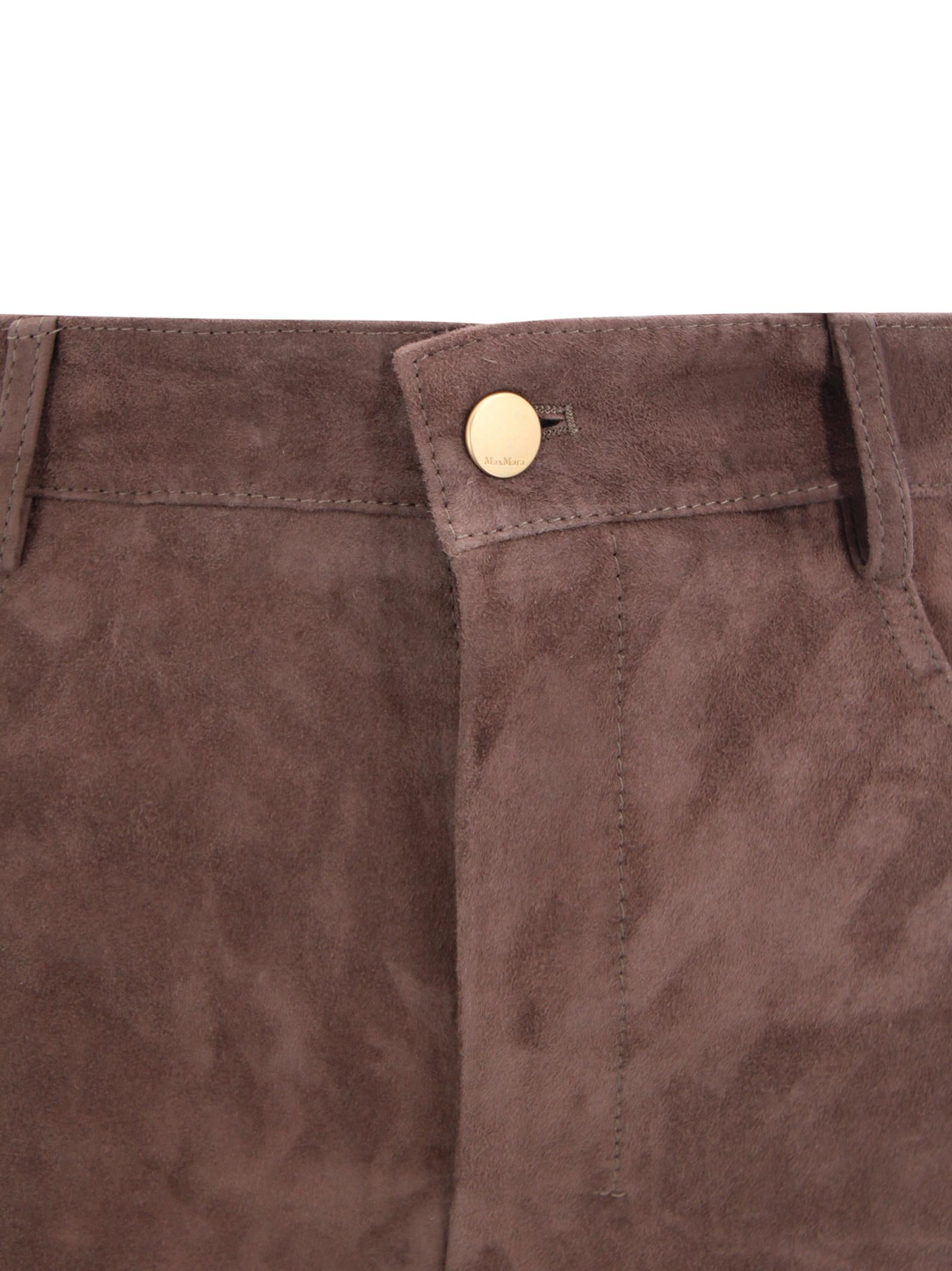 Pantalone Fulmine in pelle scamosciata a vita alta S MAXMARA 1 2619431011600 002 