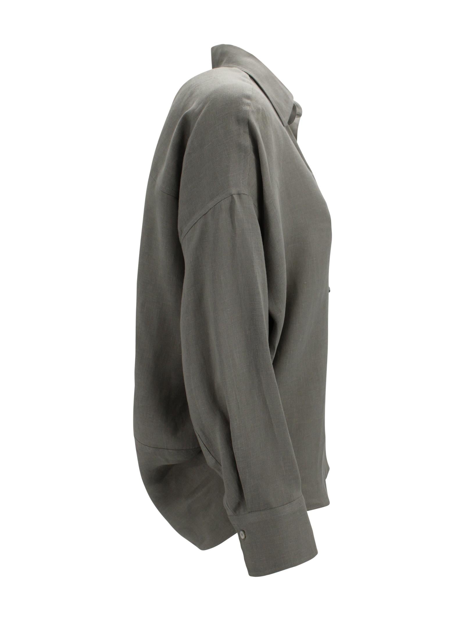 Blusa in lino con scollo a V Brunello Cucinelli MA698MQ705 C1063 