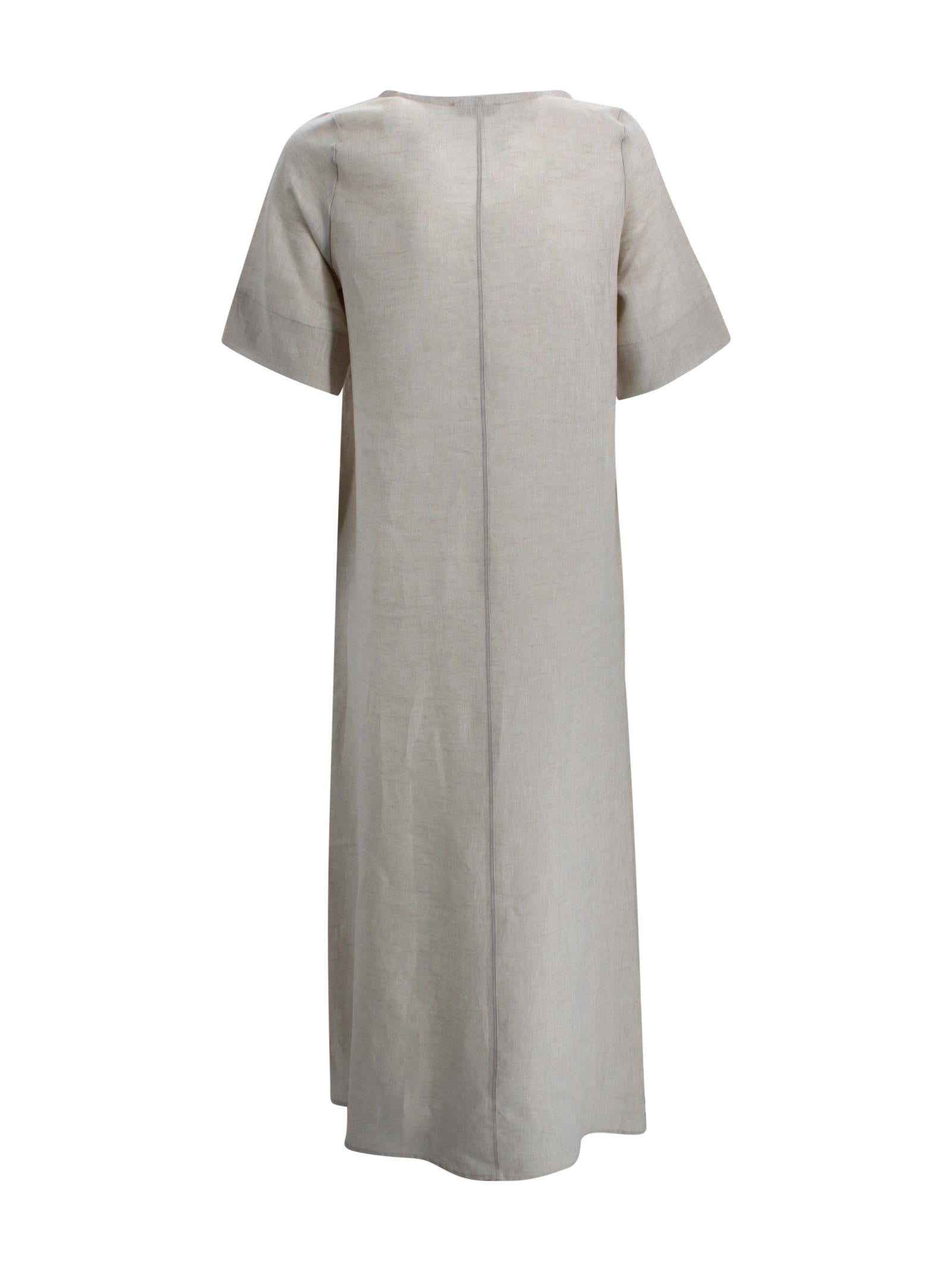 Abito Lungo in Lino con Scollo a V Whyci WH1015 0052 