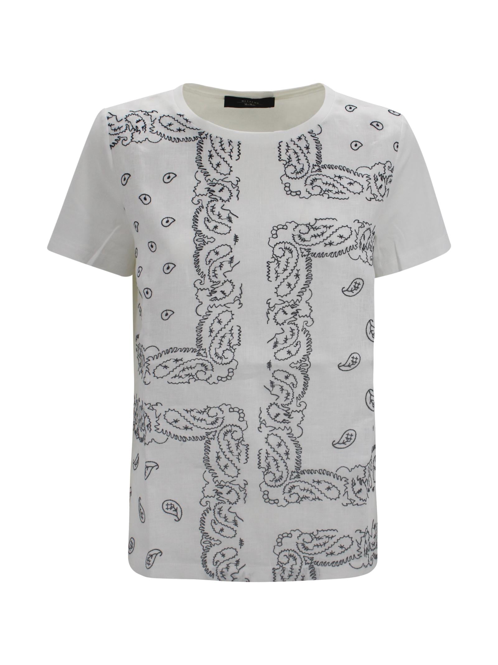T-shirt in cotone stretch con inserto ricamato Max Mara Weekend 2615941072600 001 