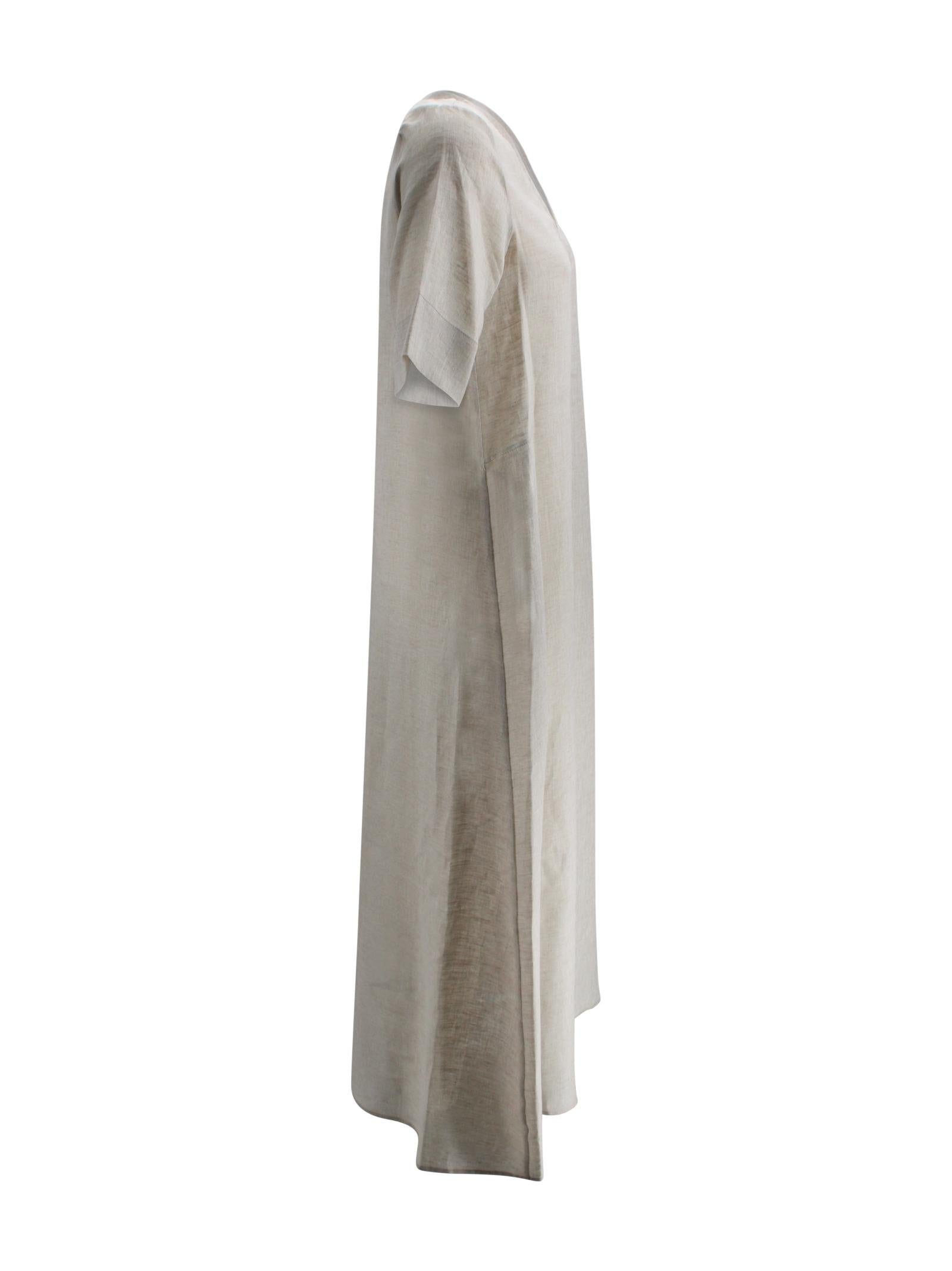Abito Lungo in Lino con Scollo a V Whyci WH1015 0052 
