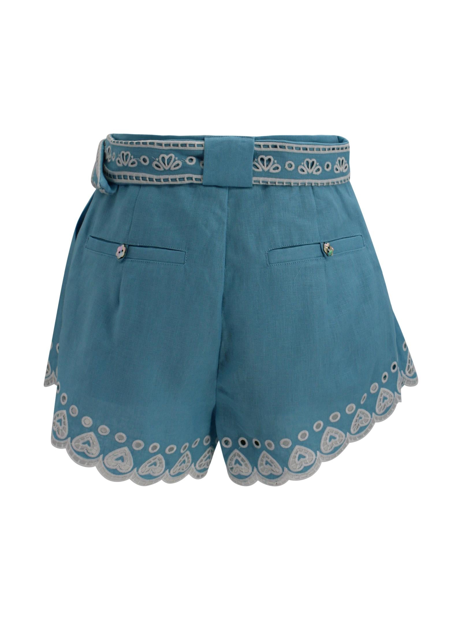 Shorts in lino premium con ricamo Richelieu Farm Rio 349648 L0003 