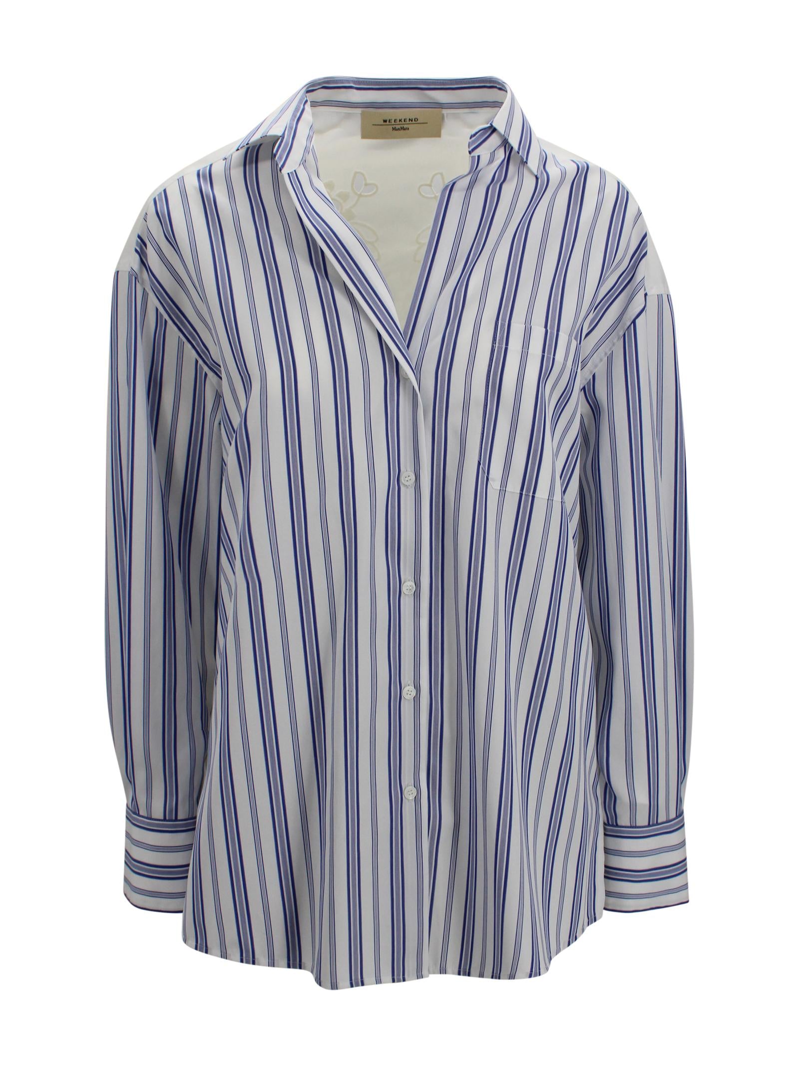Camicia a righe con ricamo Sangallo Max Mara Weekend 2615111012600 050 