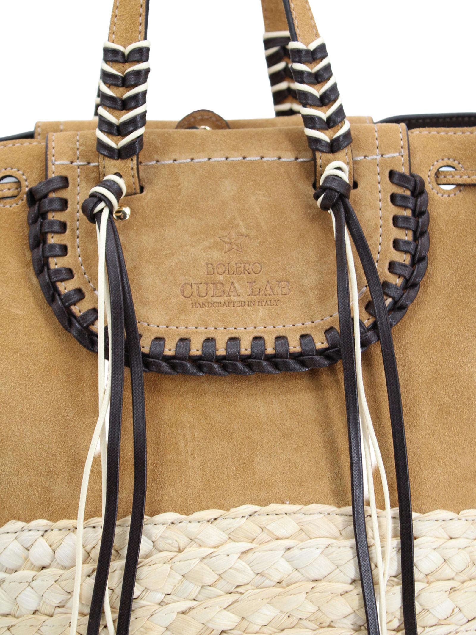 Borsa tote Bolero in rafia e pelle Cuba Lab BOLERO CACAONATURAL 