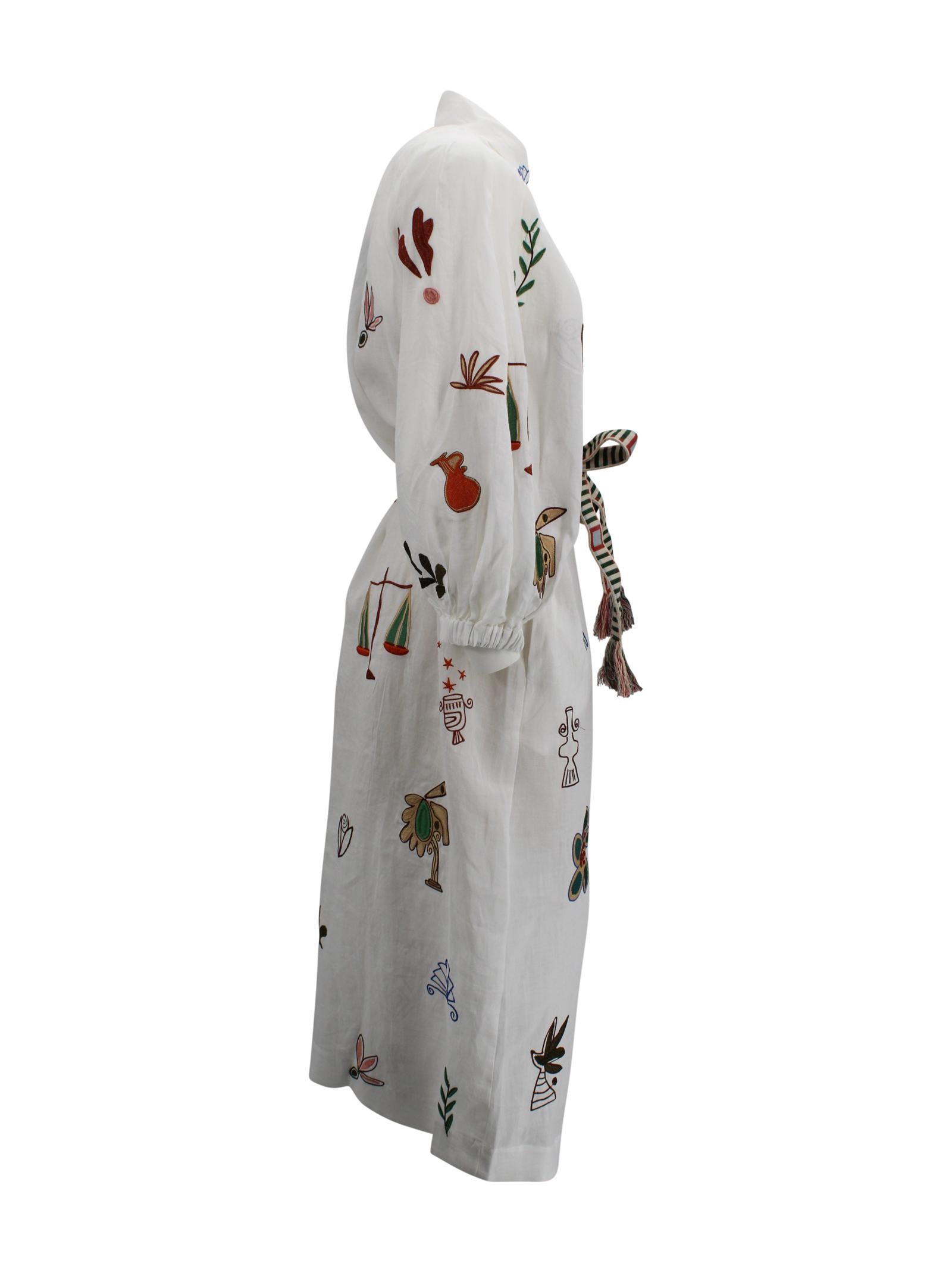 Abito midi ricamato con cintura Alemais 6313D 02 