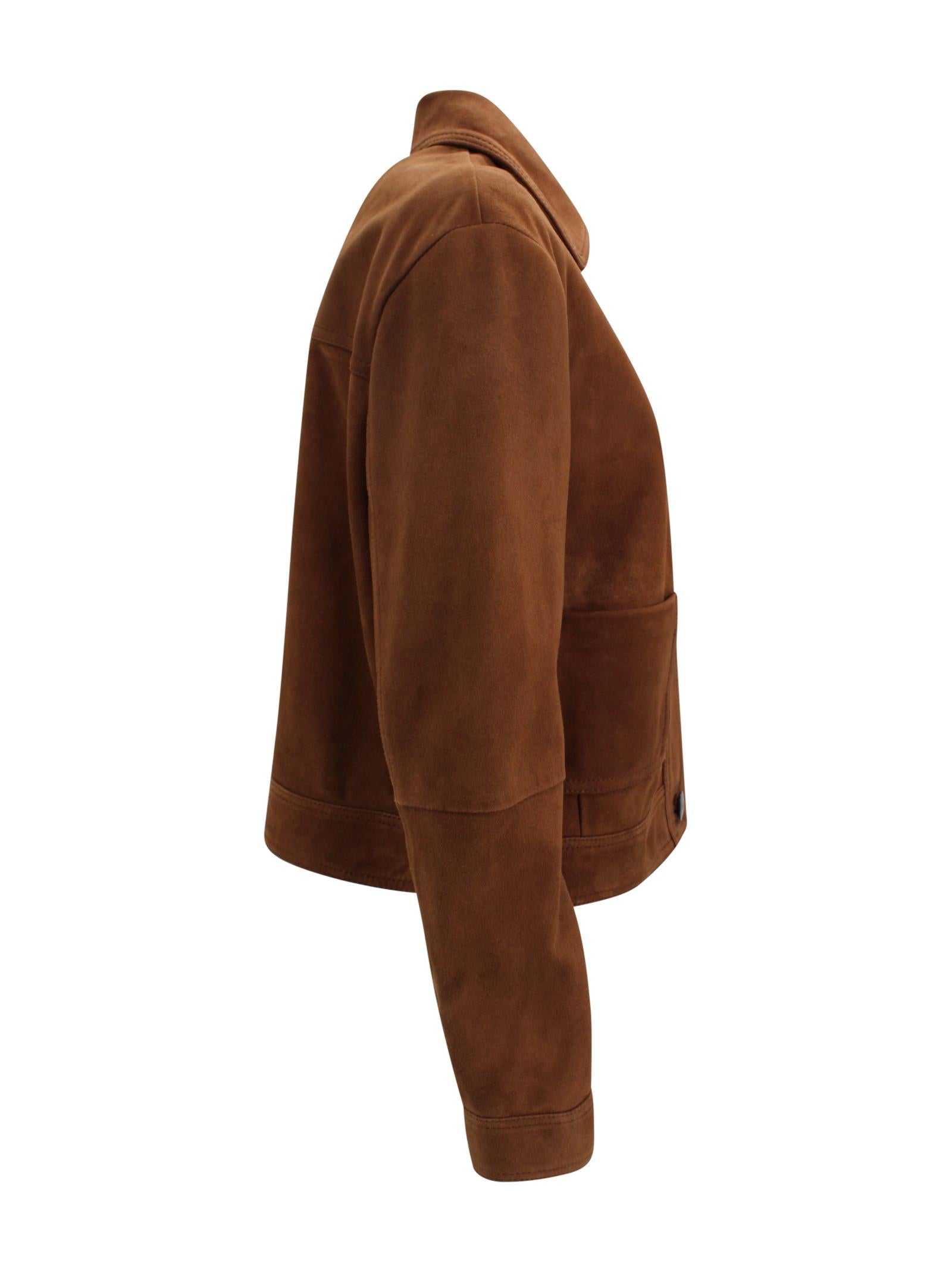 Giacca monopetto crop in pelle scamosciata Max Mara Studio 2616441021600 002 