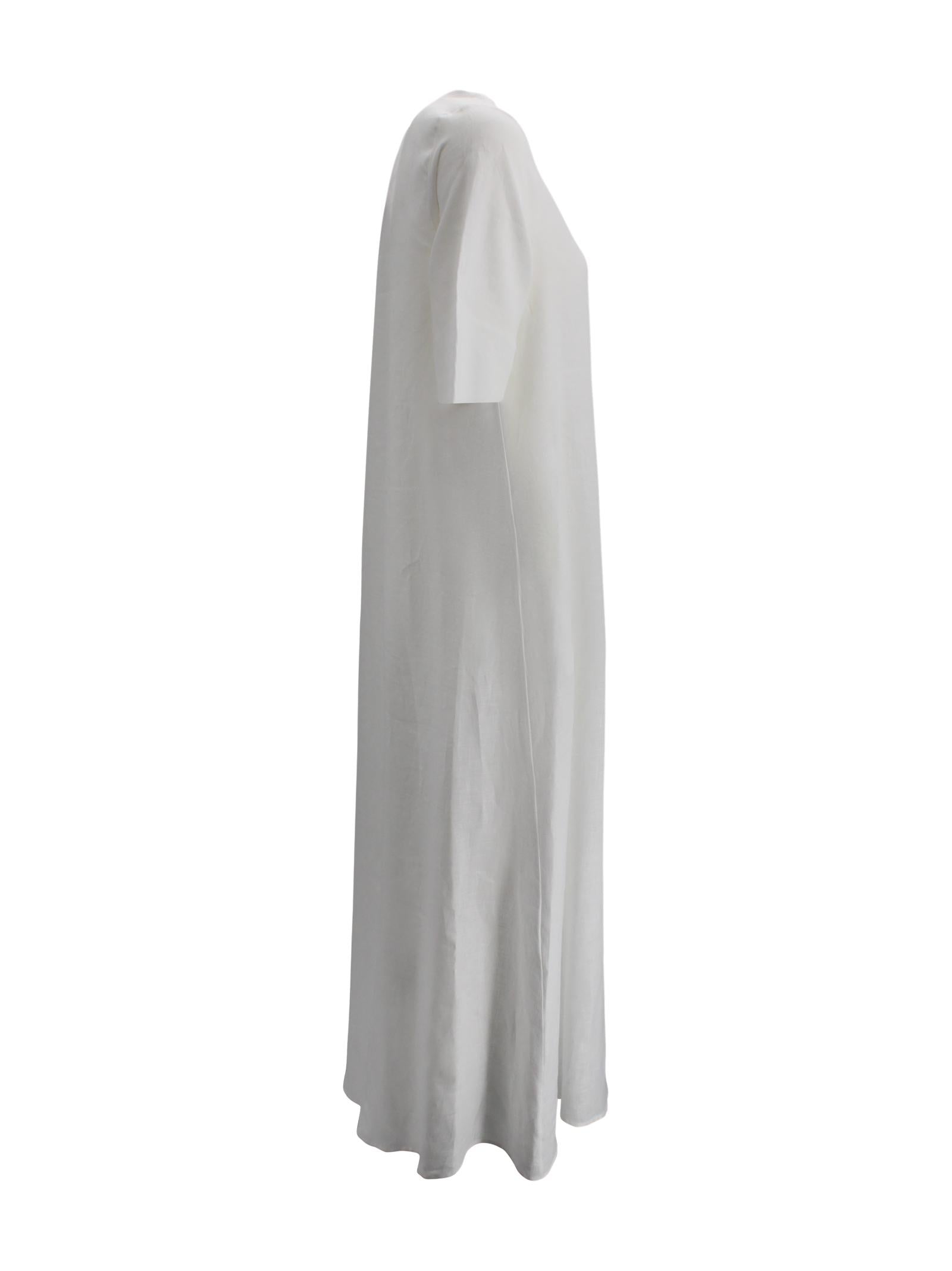 Abito Lungo in Lino con Scollo a V<BR/><BR/> Whyci WH1015 002 