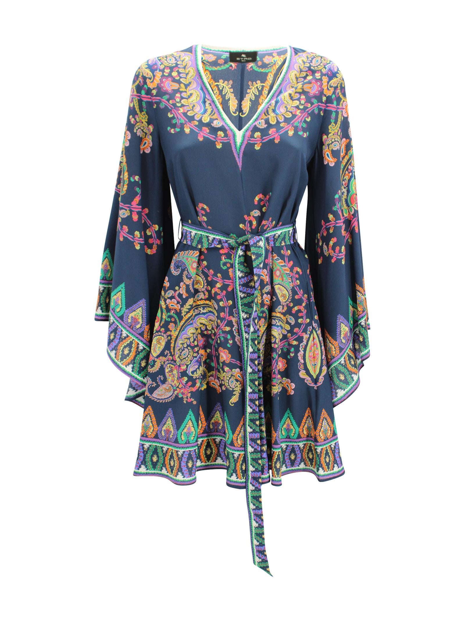 Abito con Stampa Paisley e Scollo a V Etro Milano WRHA0523 AKG15X0883 