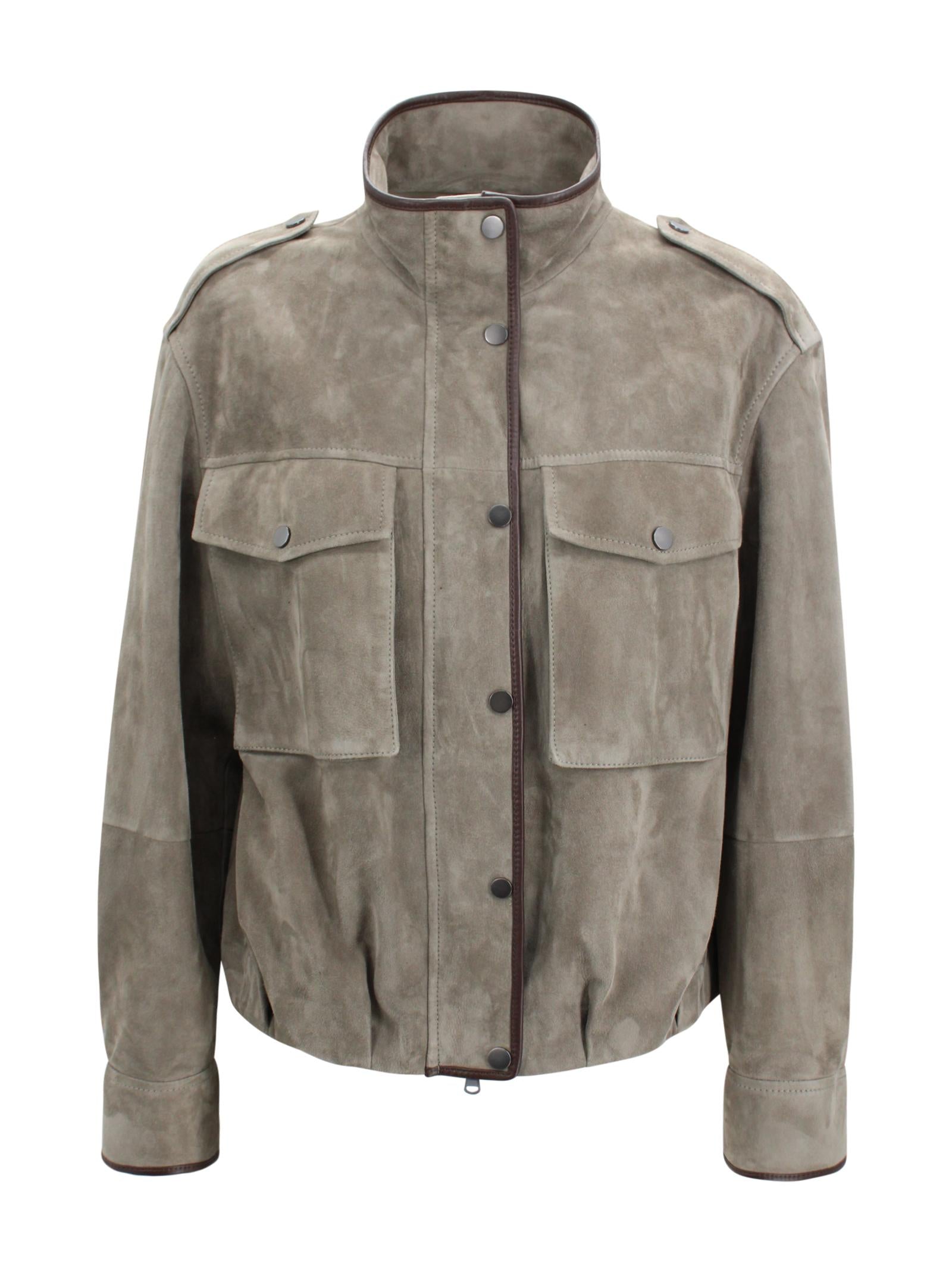 Giacca in Suede con Spalline Brunello Cucinelli MPCAI7787 C8850 