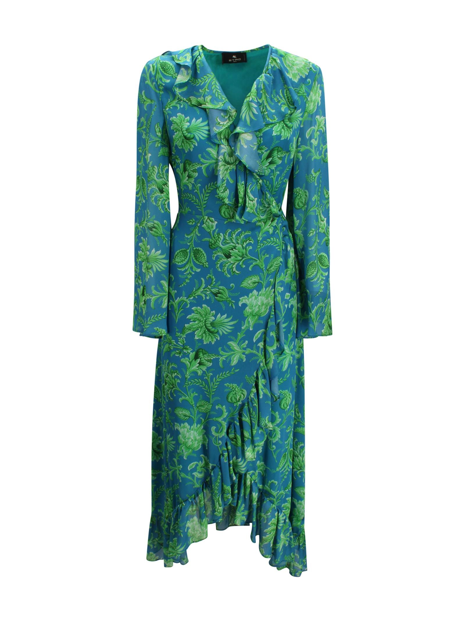 Abito lungo in seta con stampa floreale Etro Milano WRHA0557 99SA1N6X0885 
