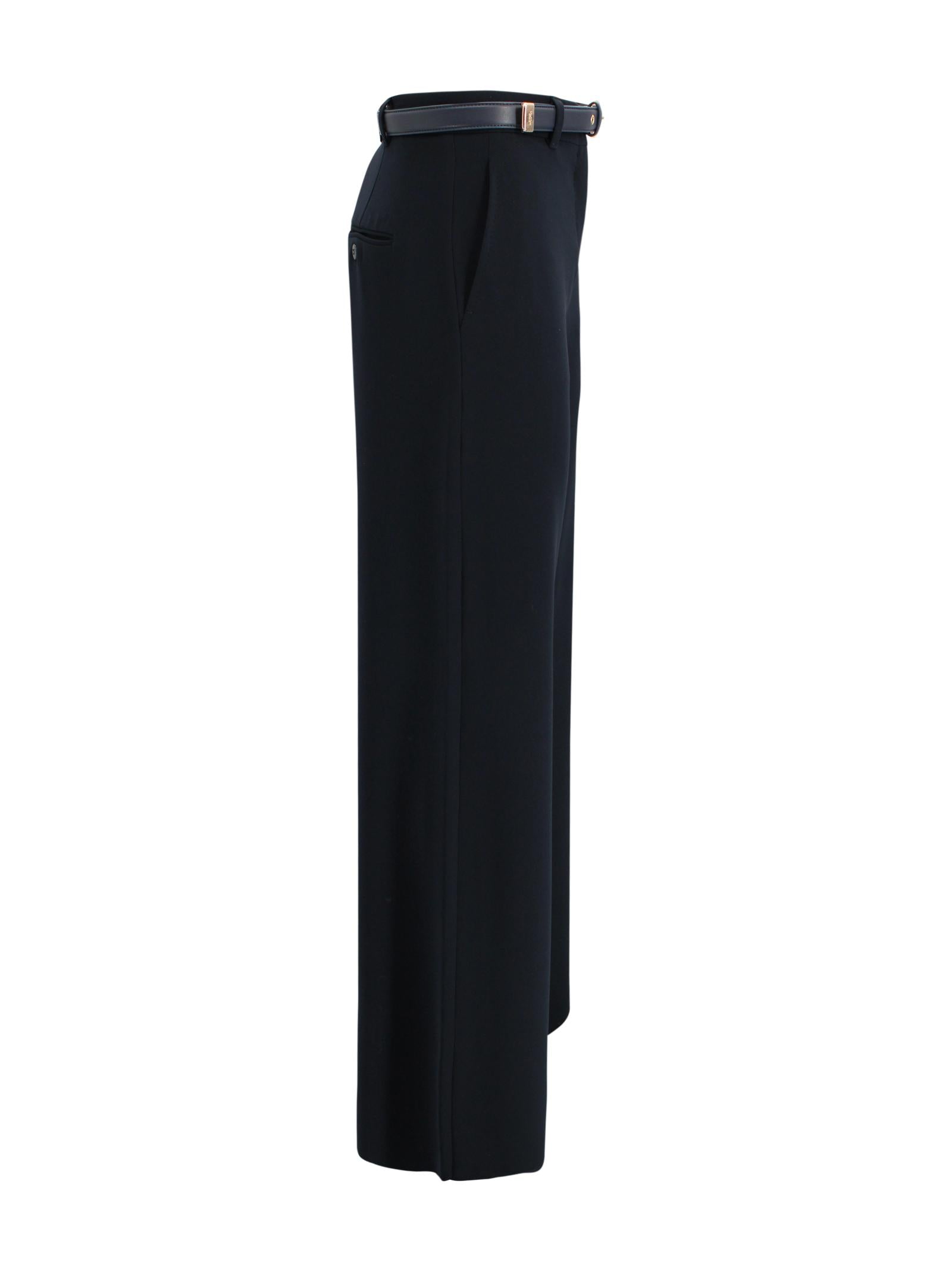 Pantalone wide leg in cady con cintura in nappa Max Mara Studio 2616131025600 005 