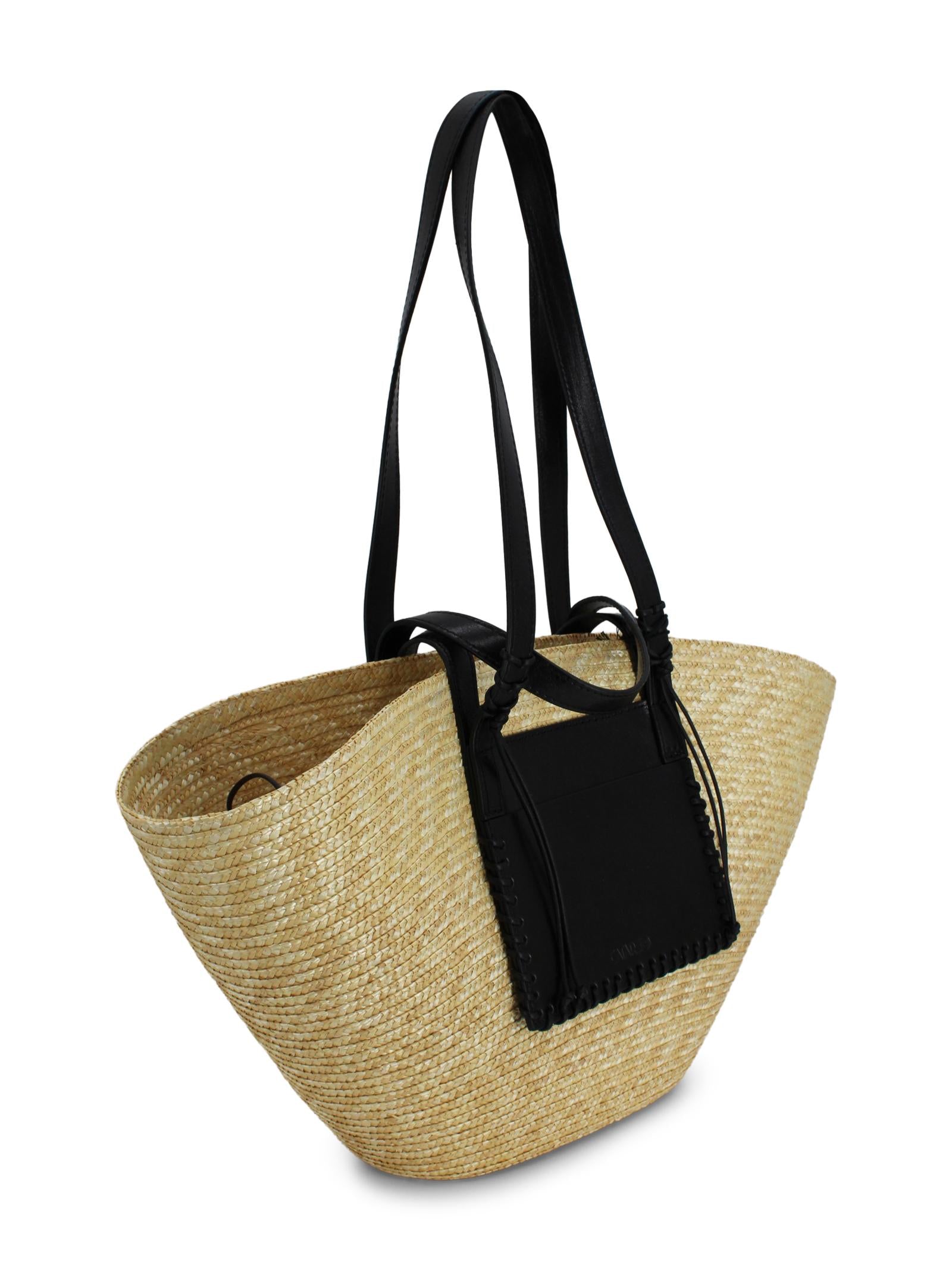 Borsa Media in Paglia Intrecciata con Dettagli in Pelle CATARZI P26CAT52 NATNER 