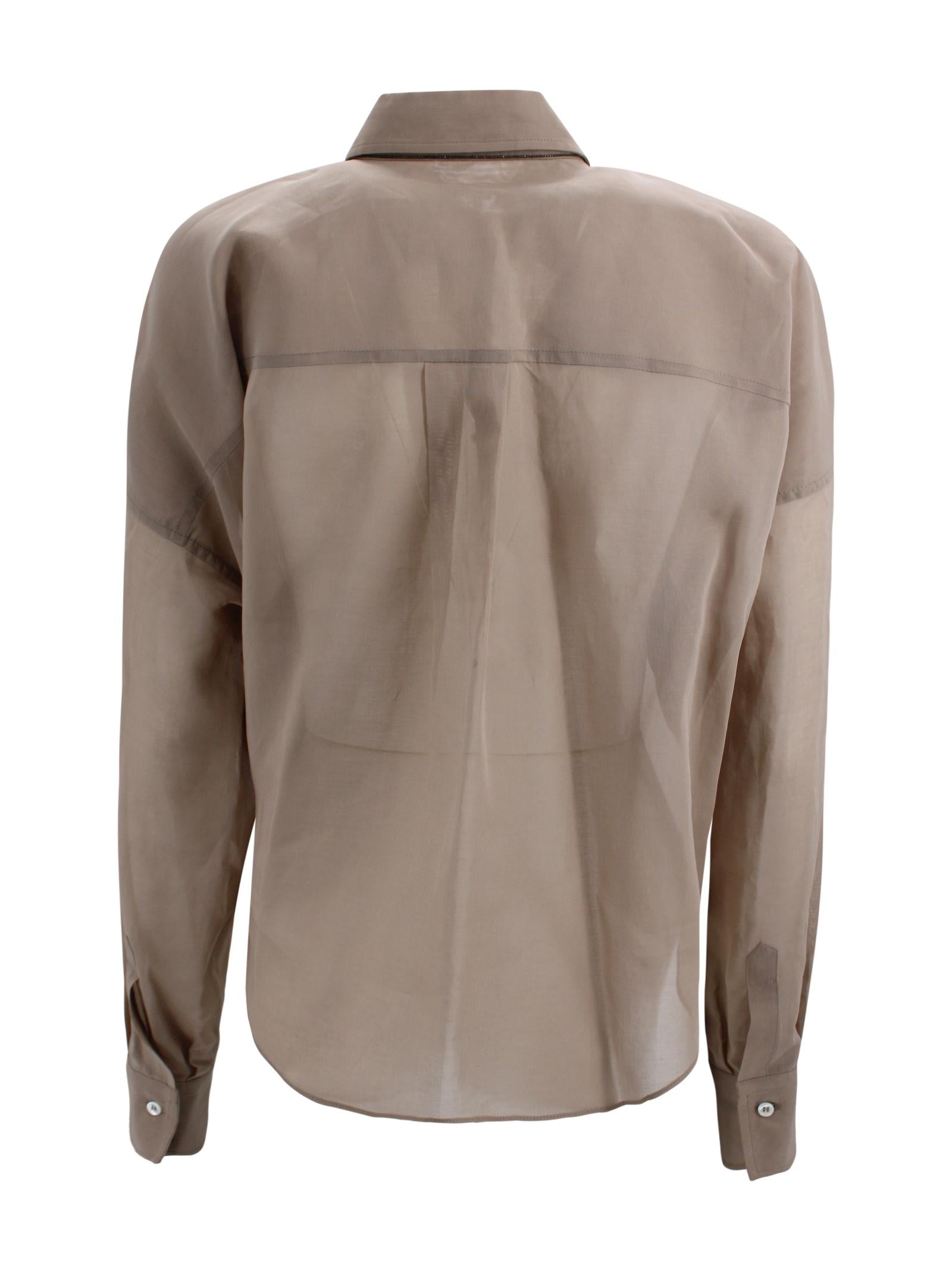 Camicia in seta trasparente con dettaglio arricciato Brunello Cucinelli M0F91MX616 C8690 
